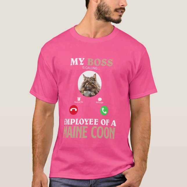 Camiseta Maine Coon MY BOSS EMPLOYE OF A MAINE COON Cat Ow (Anverso)