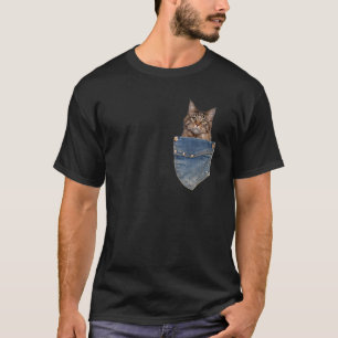Camiseta Maine Coon Pocket Kitten Cute Maine Coon Cat Pock
