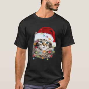 Camiseta Maine Coon Santa Hat Navidades ilumina Catmas Cat 
