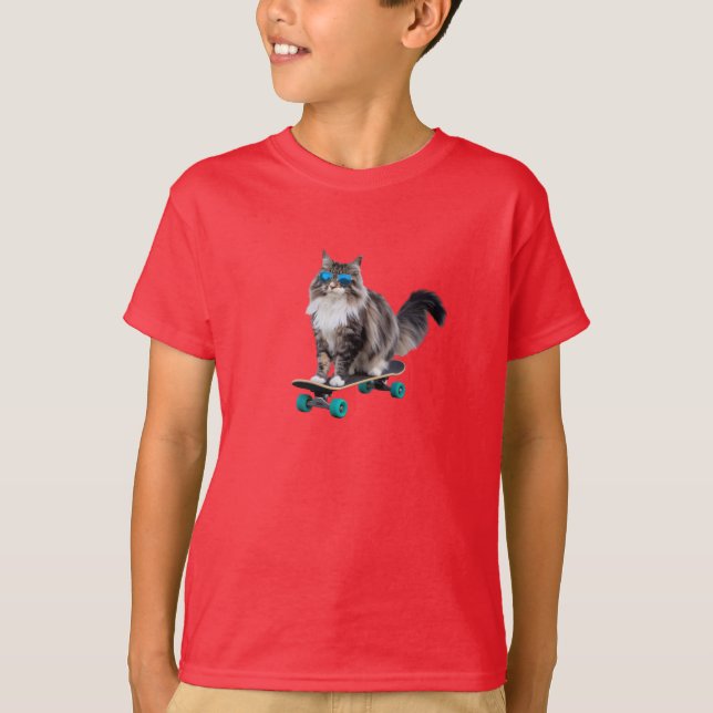 Camiseta Maine Coon Skateboard (Anverso)