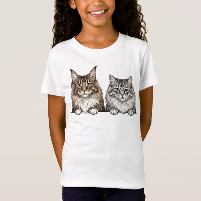 Camiseta Maine Coon y Silver Tabby para mamá gata  (Anverso)