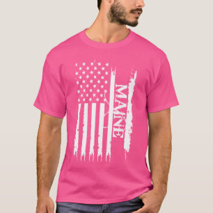 Camiseta Maine Estados Unidos Deteriorado con bandera de EE