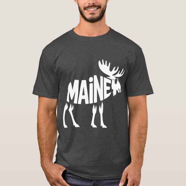 Camiseta Maine funny moose wilderness outrs vacation Hunter (Anverso)
