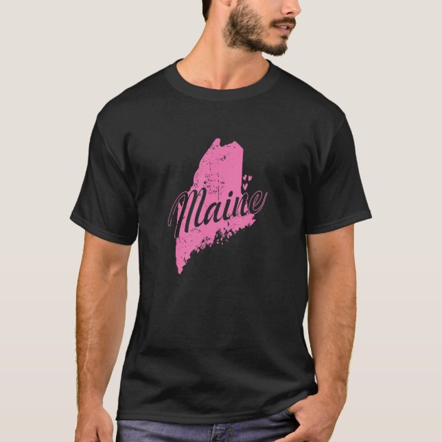 Camiseta Maine Map Outline USA America (Anverso)
