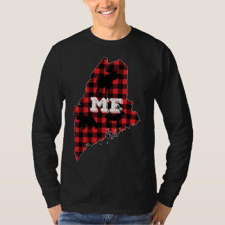 Camiseta Maine ME Estado Red Plaid Fill Moose Hunding Chris