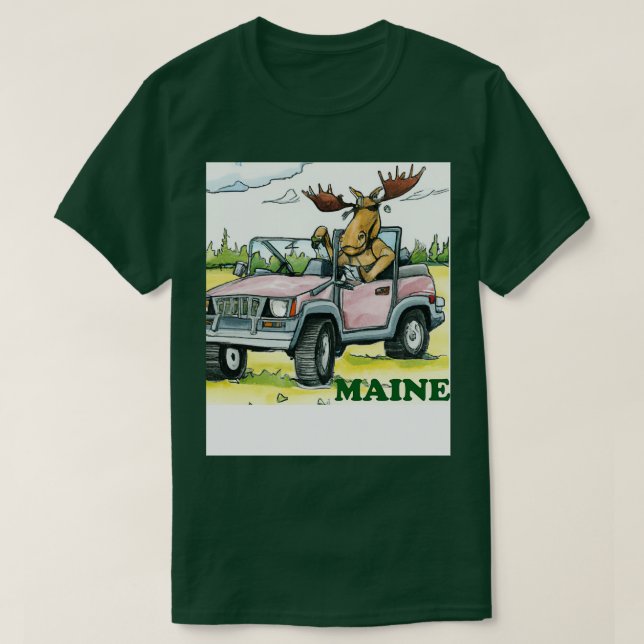 Camiseta Maine Moose Driving aTShirt (Diseño del anverso)