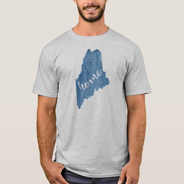 Camiseta Maine State Home Wood Grain (Anverso)