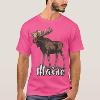Camiseta Maine Vacation Woodland Wildlife Moose Camping Hik
