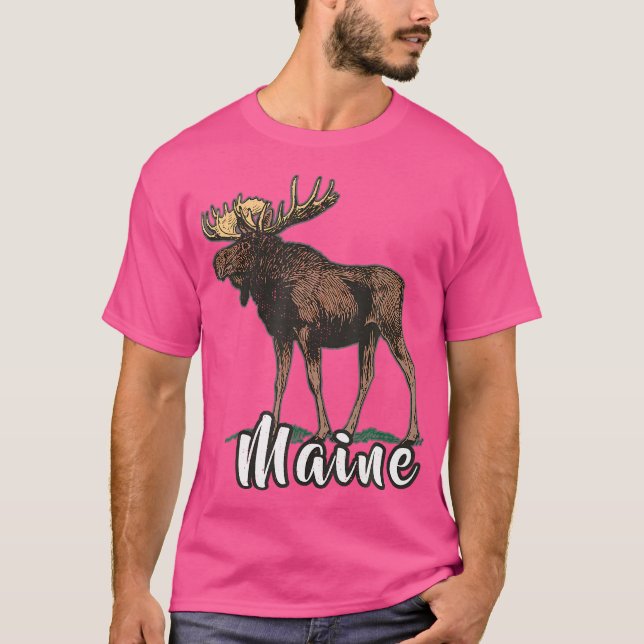 Camiseta Maine Vacation Woodland Wildlife Moose Camping Hik (Anverso)