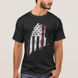 Camiseta Maine Vintage Retro Estados Unidos Bandera América