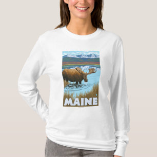 Camiseta MaineMoose que bebe en el lago