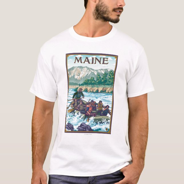 Camiseta MaineRiver que transporta escena en balsa (Anverso)