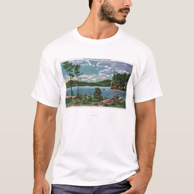 Camiseta MaineView de la montaña de la india y del lago (Anverso)