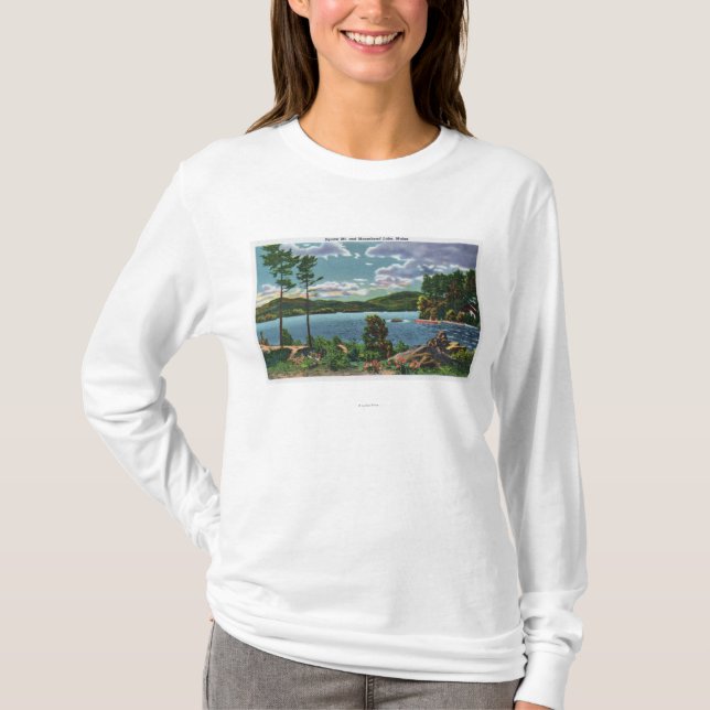Camiseta MaineView de la montaña de la india y del lago (Anverso)