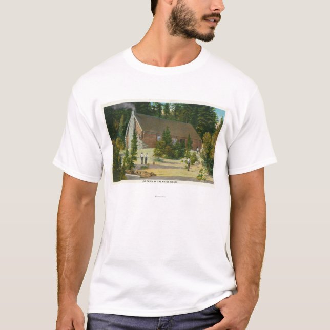 Camiseta MaineView de una cabaña de madera en las maderas (Anverso)