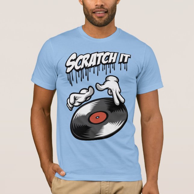 Camiseta Mains cartoon et disque hip hop (Anverso)