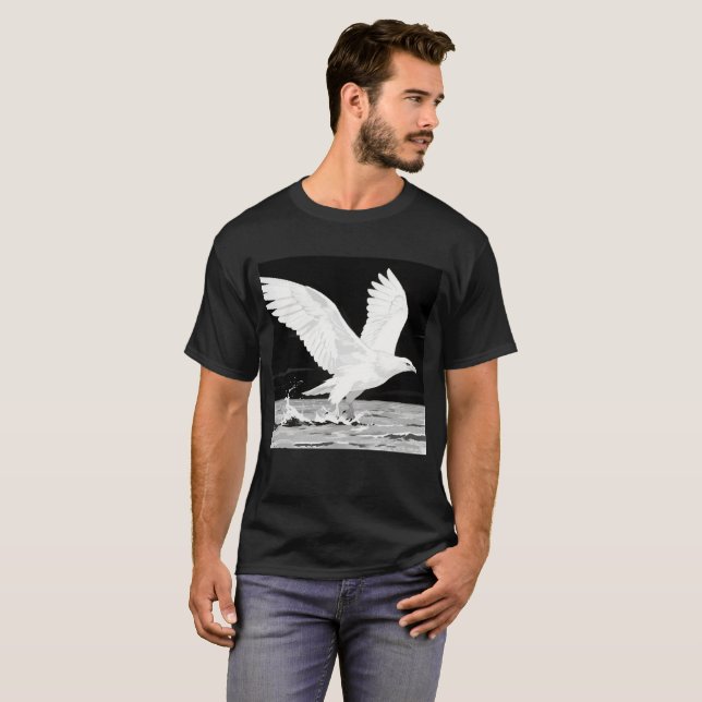 Camiseta Majestad Blanca: Águila sobre el agua (Anverso completo)
