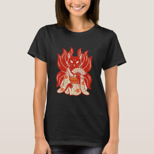 Camiseta Majestad de Kitsune: Nueve Colas en Kimono