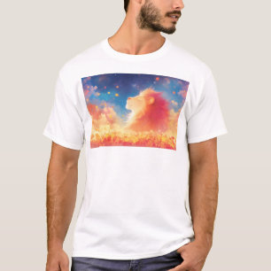 Camiseta Majestad del León Bajo un Cielo Estrellado