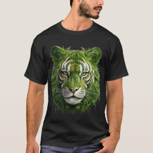 Camiseta Majestad Verdant: Tigre real corte en hierba"