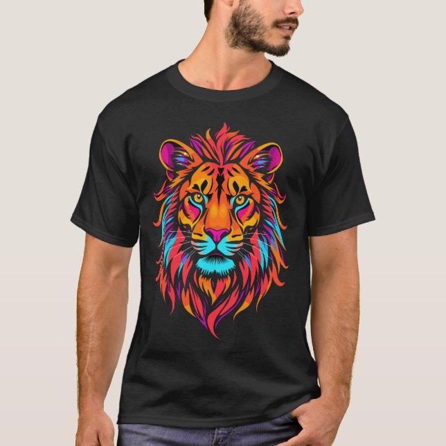 Camiseta Majestätischer neon Löwe (Anverso)