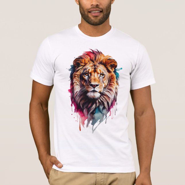 Camiseta Majestic acuarela Splash Art León Negrita (Anverso)
