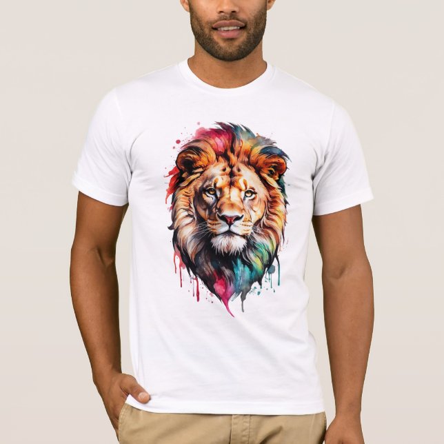 Camiseta Majestic acuarela Splash León artístico negrita (Anverso)