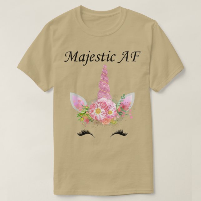 Camiseta Majestic AF ,Magnífica Cuta Unicornio Cara Floral  (Diseño del anverso)