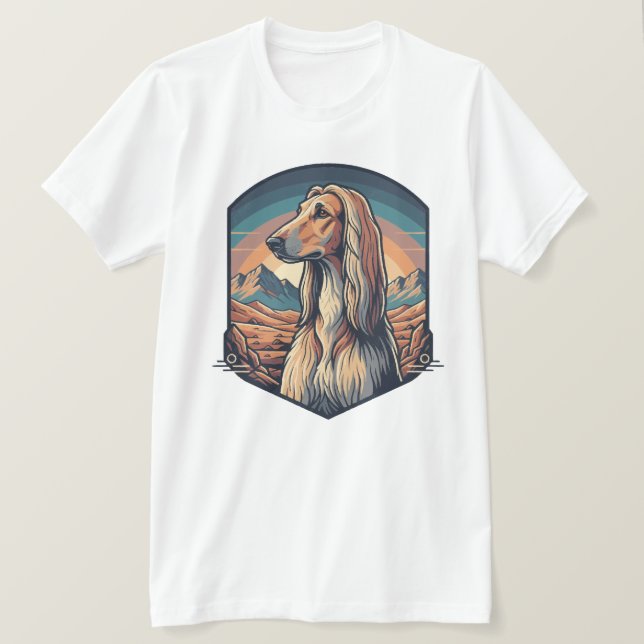 Camiseta Majestic Afghan Hound Mountain Sunset Graphic T-Sh (Anverso del diseño)