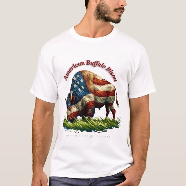 Camiseta Majestic American Bison Bandera Ilustrada (Anverso)
