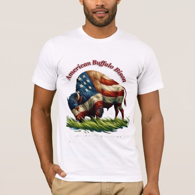 Camiseta Majestic American Bison Bandera Ilustrada (Anverso)