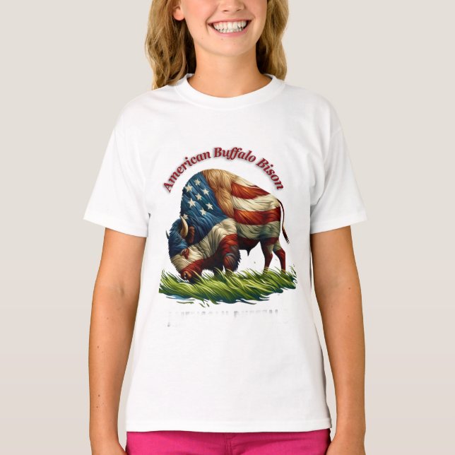 Camiseta Majestic American Bison Bandera Ilustrada (Anverso)