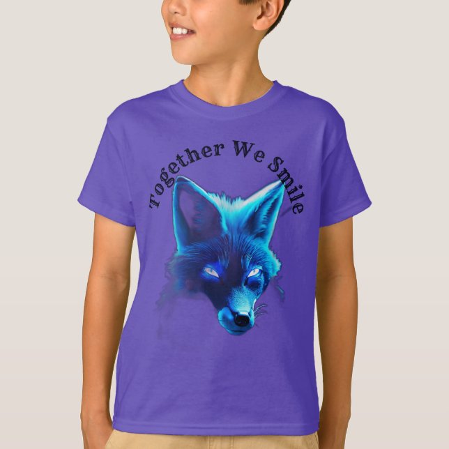 Camiseta Majestic Blue Fox Cyberpunk Logo (Anverso)