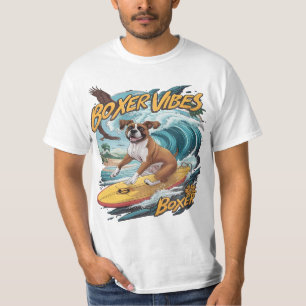 Camiseta Majestic Boxer Dog Surfing