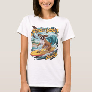 Camiseta Majestic Boxer Dog Surfing