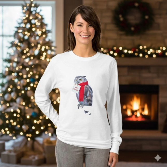 Camiseta Majestic Christmas Owl Snowy Winter T-Shirt (Subido por el creador)