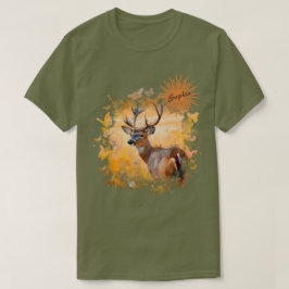 Camiseta Majestic Deer in a Field of Wildflowers