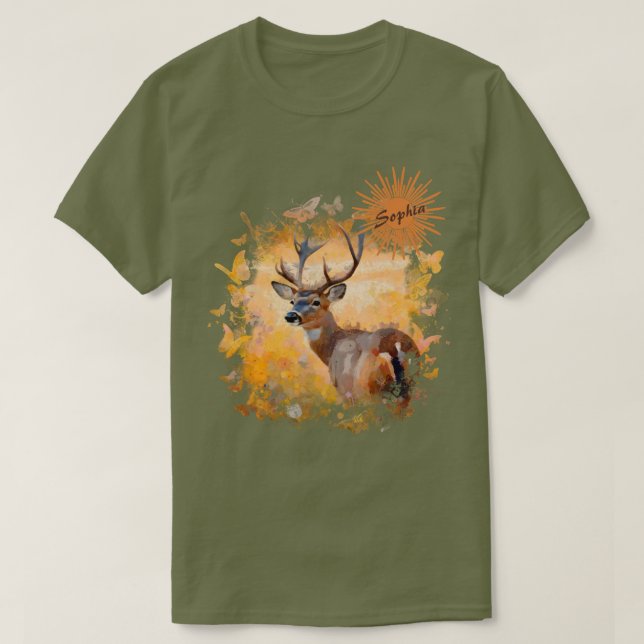 Camiseta Majestic Deer in a Field of Wildflowers (Diseño del anverso)