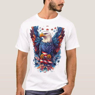 Camiseta Majestic eagle spreads wings with patriotic power.