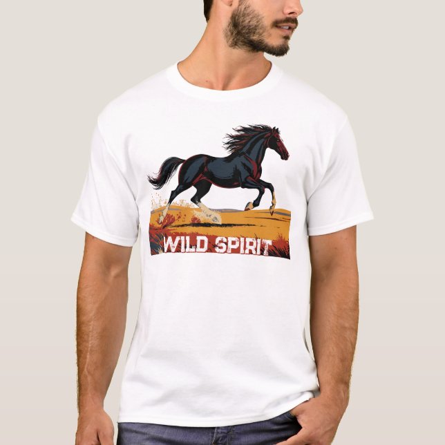 Camiseta Majestic Galloping Horse Freedom Quote Typography  (Anverso)