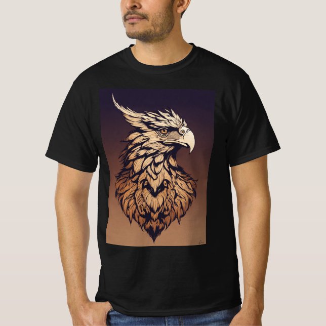 Camiseta "Majestic Griffin Head - Diseño de logotipo 2D mon (Anverso)
