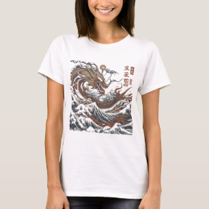Camiseta Majestic Japanese Dragon Wave - Mythic Ukiyo-e Art