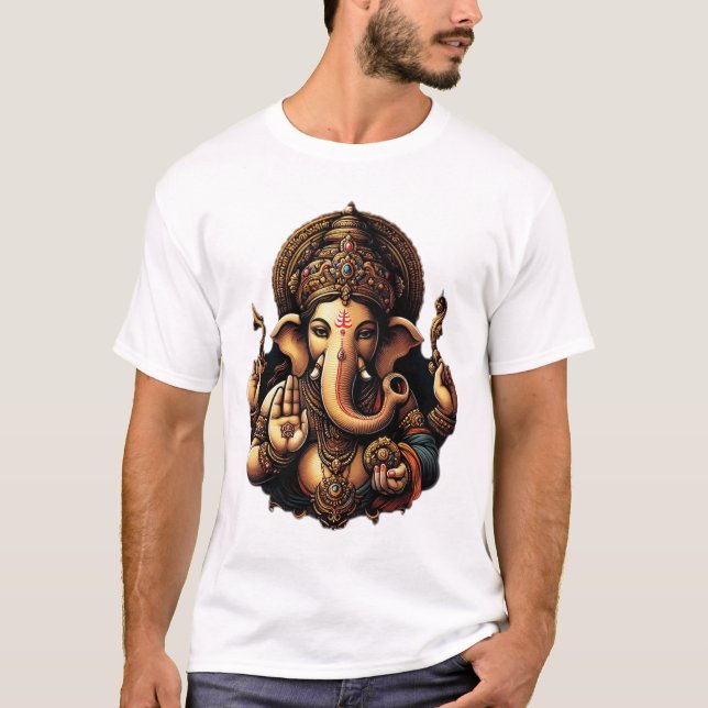 Camiseta Majestic Lord Ganesha en el Divino Aura" (Anverso)