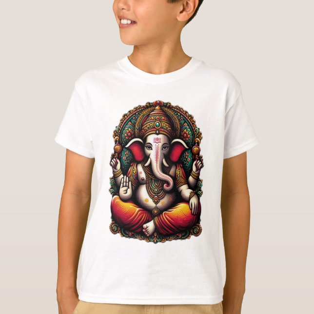 Camiseta Majestic Lord Ganesha en el Divino Aura" (Anverso)