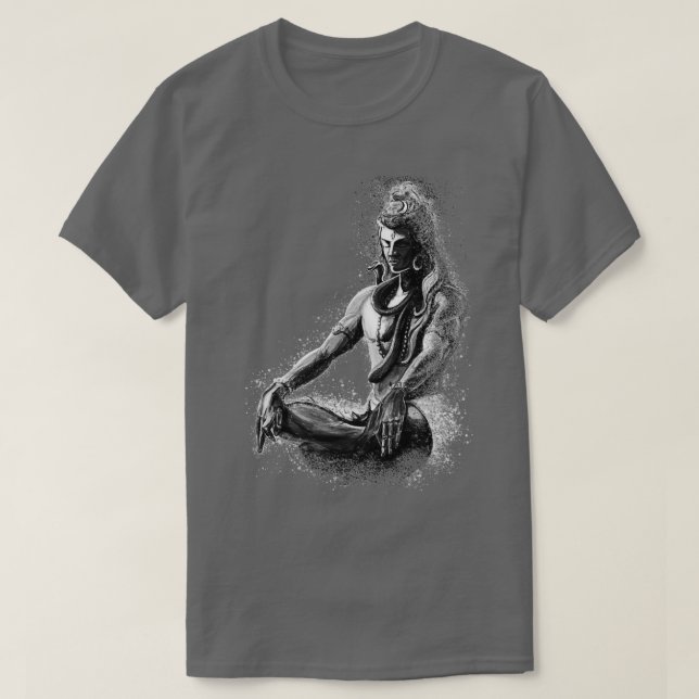 Camiseta Majestic lord Shiva en la meditación eterna Black  (Diseño del anverso)