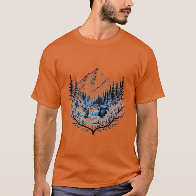 Camiseta Majestic Mountain Waterfall Scene (Anverso)