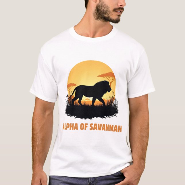 Camiseta Majestic Savannah Lion Graphic Tee Bold Wildlife (Anverso)
