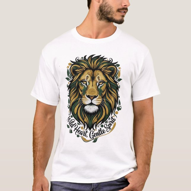 Camiseta Majestic Wild Heart Gentle Spirit Lion Head Green  (Anverso)