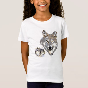 Camiseta Majestic Wolf Heads Vector Ilustracion