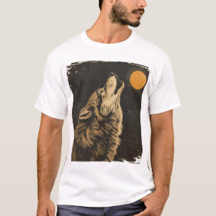 Camiseta Majestic Wolf Howling en la Luna